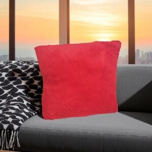 Red Plush Throw Pillow Soft Square Cushion